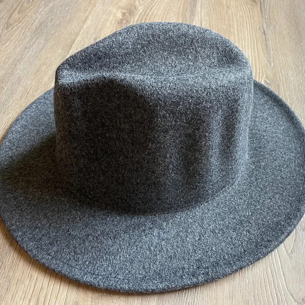 Pengcheng Fedora Hat Wool Blend Wide Big Brim Dark Gray Felt Ranger OS